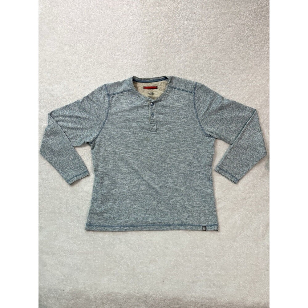 The North Face Shirt Mens XL Gray/Blue Copperwood Henley Outdoor Base Layer